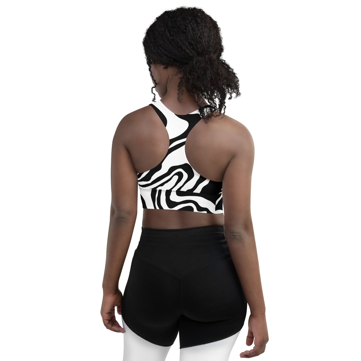 POE BLACK WHITE Marble Sports Bra