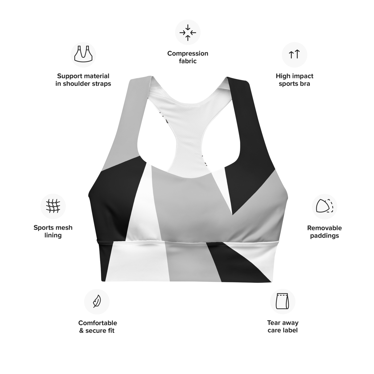 POE Longline Geometric Sports bra