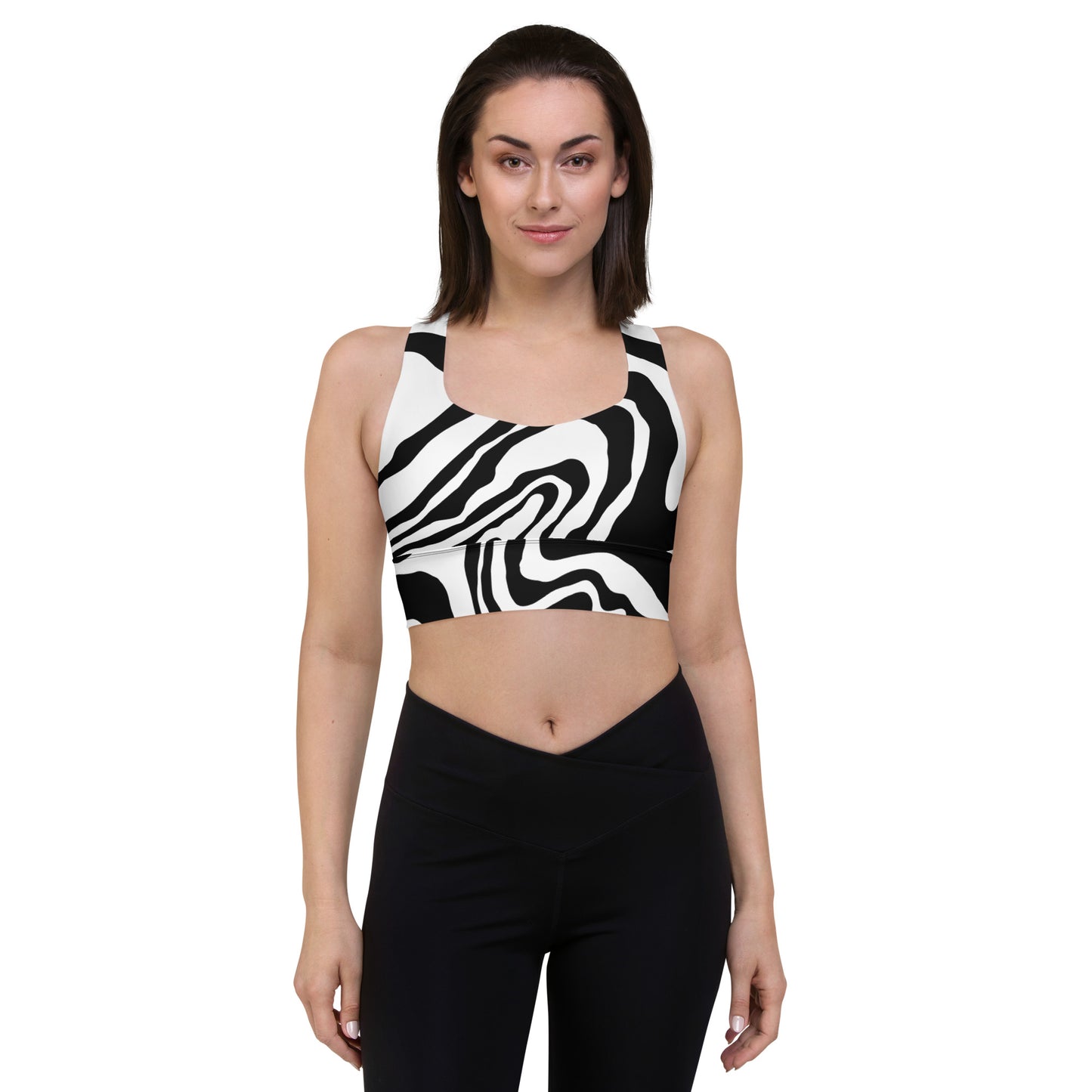 POE BLACK WHITE Marble Sports Bra