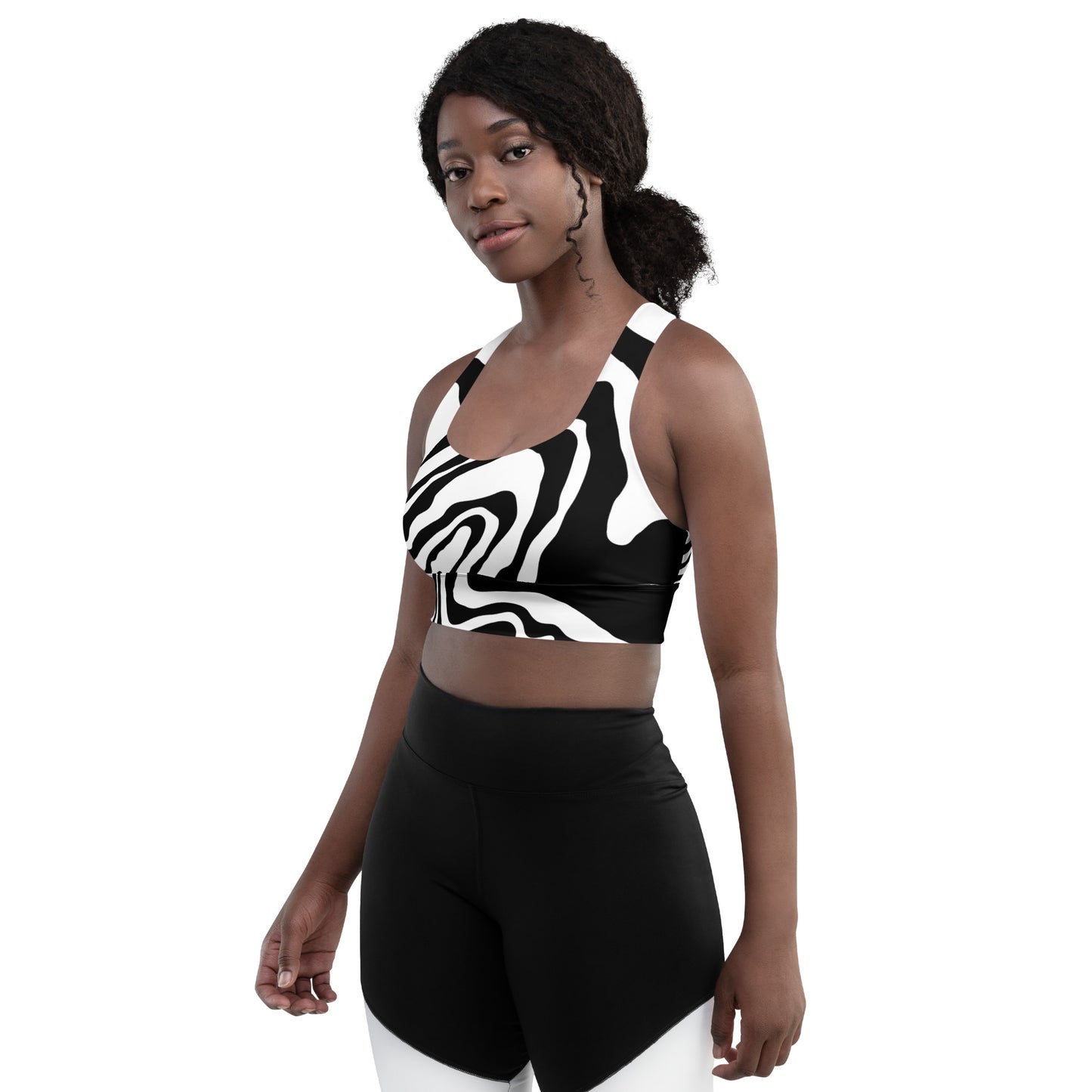 POE BLACK WHITE Marble Sports Bra