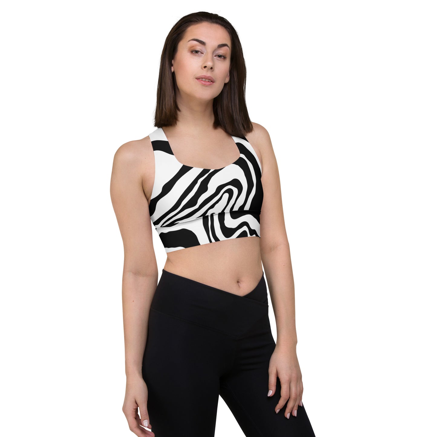 POE BLACK WHITE Marble Sports Bra