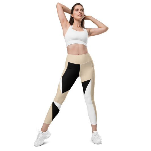 POE Geometric Legging with Pockets - Champagne