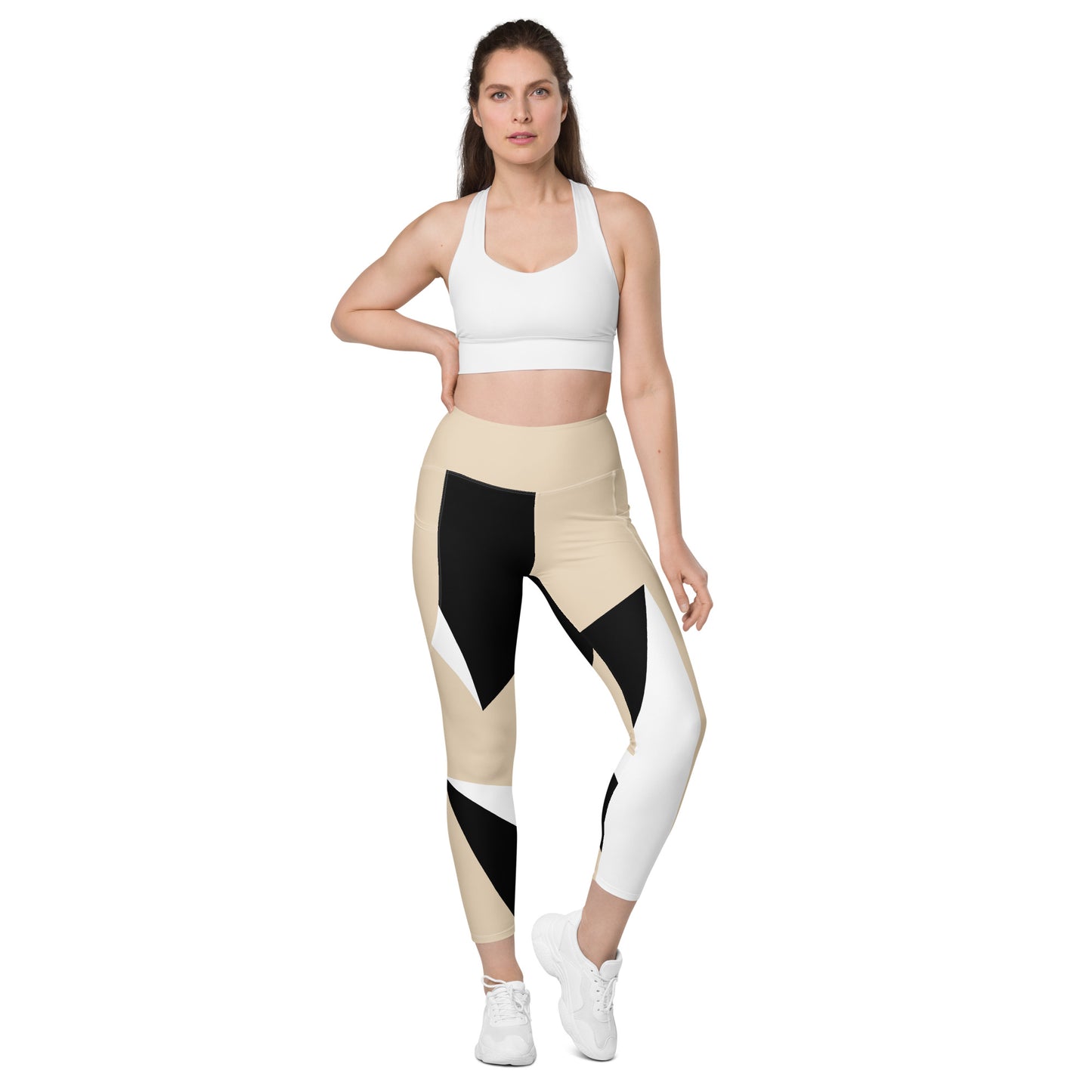 POE Geometric Legging with Pockets - Champagne