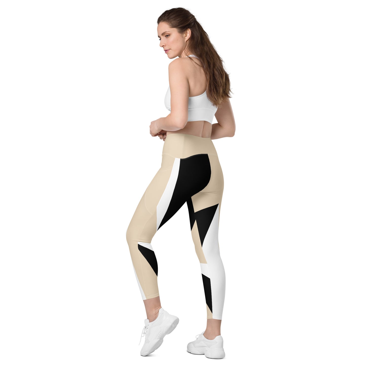 POE Geometric Legging with Pockets - Champagne