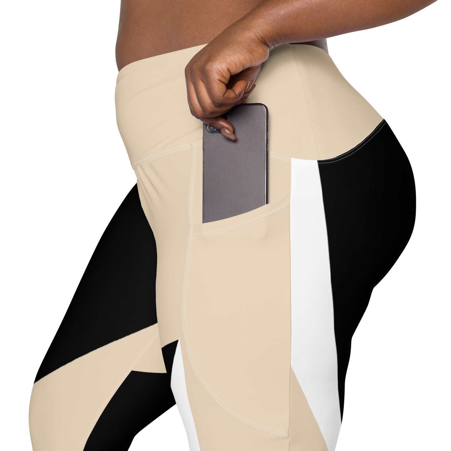 POE Geometric Legging with Pockets - Champagne