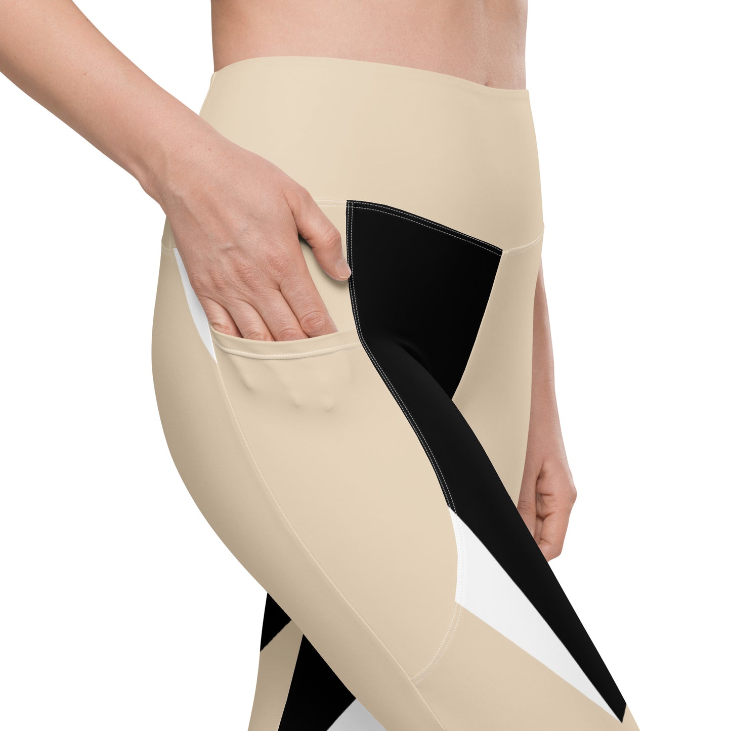 POE Geometric Legging with Pockets - Champagne