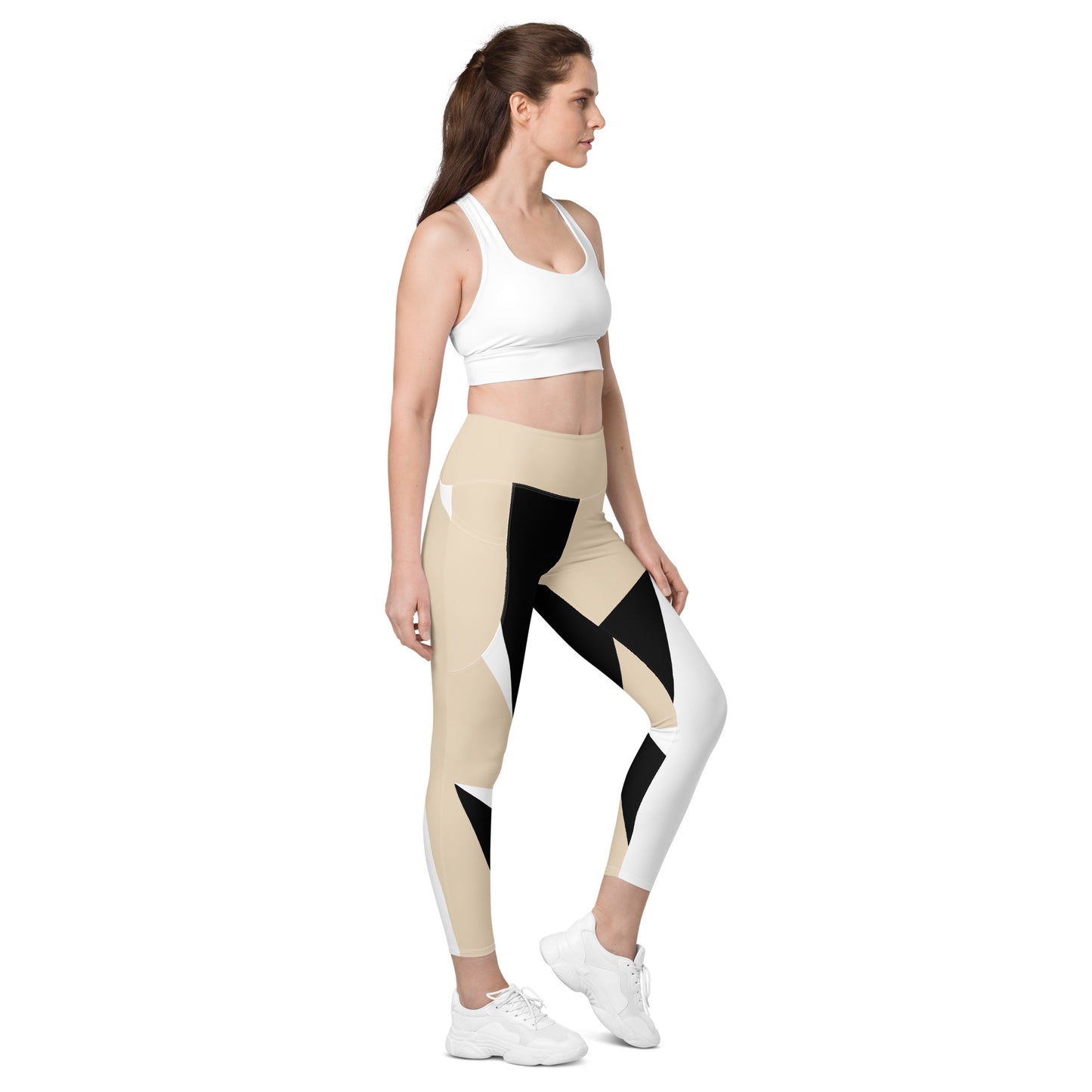 POE Geometric Legging with Pockets - Champagne